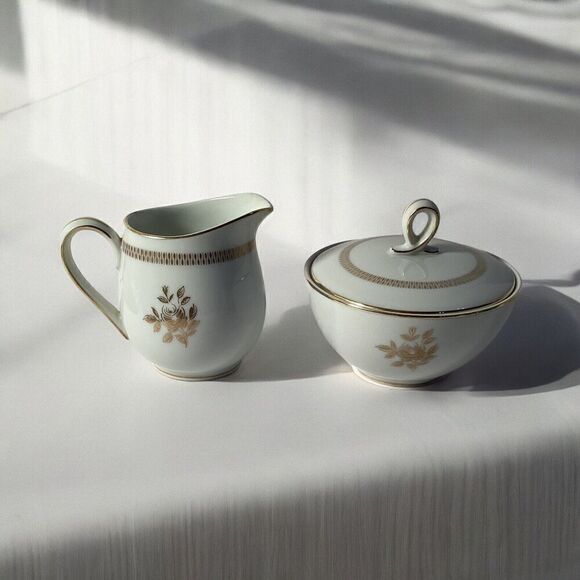 Mikasa Enchanting Rose Sugar Bowl & Creamer Set Fine China - Picture 11 of 11